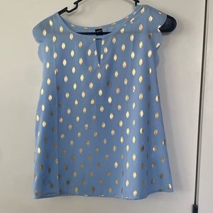 SHEIN Scallop Trim Keyhole Gold Print Top